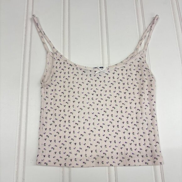 Brandy Melville Floral Print Ribbed Tank Top OS - Picture 1 of 8